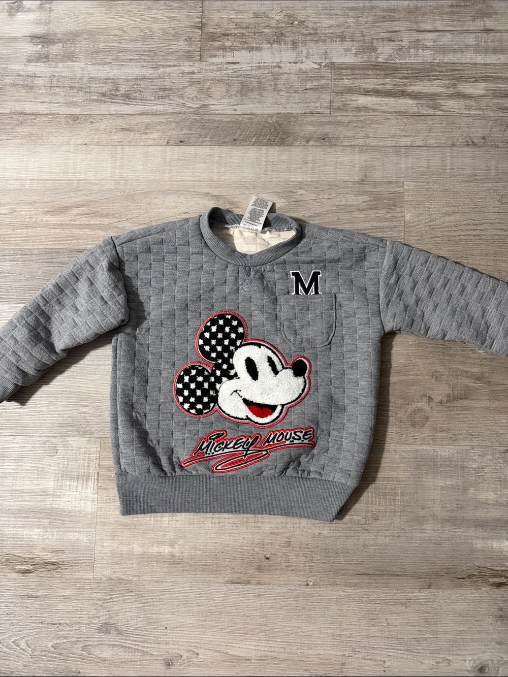 Kids Disney Gray Quilted Mickey Mouse Sweatshirt